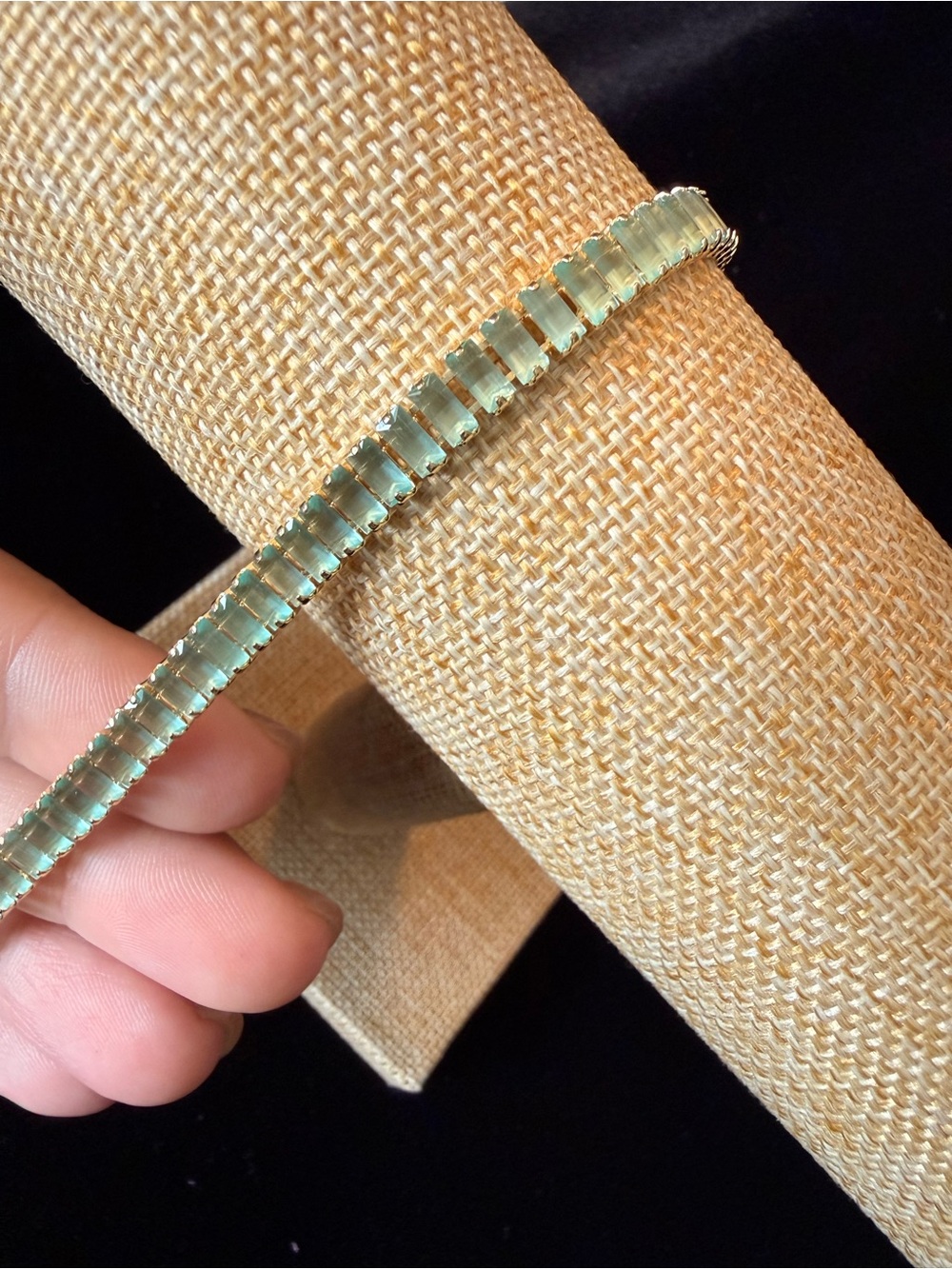 Elegant Gold-Plated Mint Green Tennis Bracelet